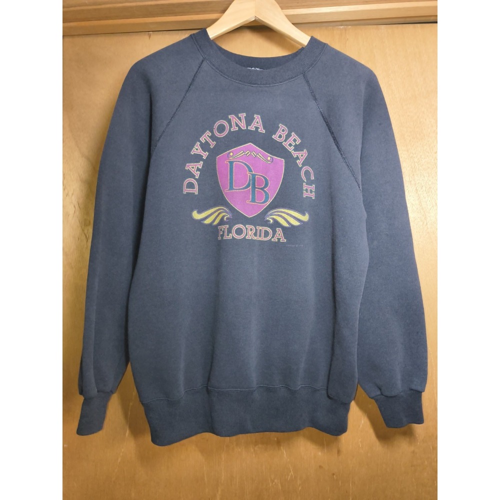 Vintage 90s Joe Cool Daytona Beach Florida Sweatshirt Hanes Activewear Black L